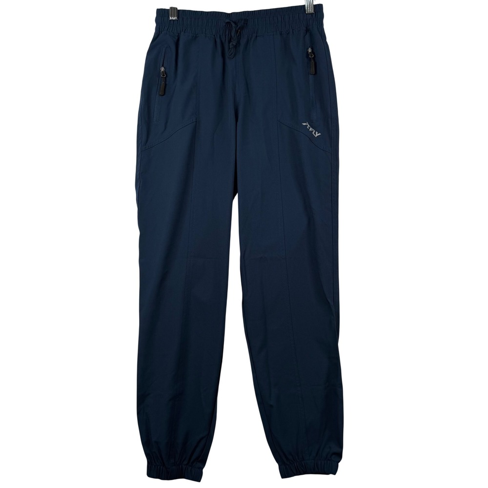 NWT Womens Navy Jogger Athletic Zipped Pocket Pants Elastic Waist Drawstring